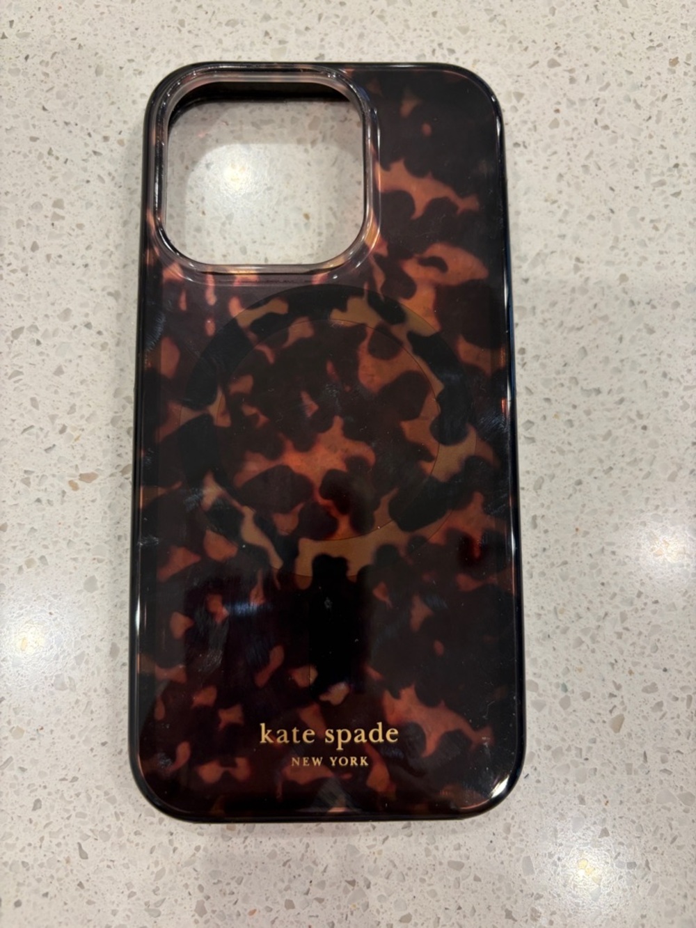 kate spade iPhone 15 Pro Tortoise Print Glossy iPhone Case - Brown & Black